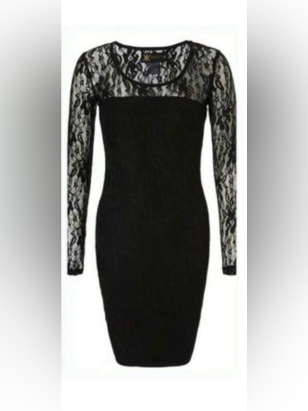 Kardashian Kollection Black Lace Long Sleeve Bodycon Dress
